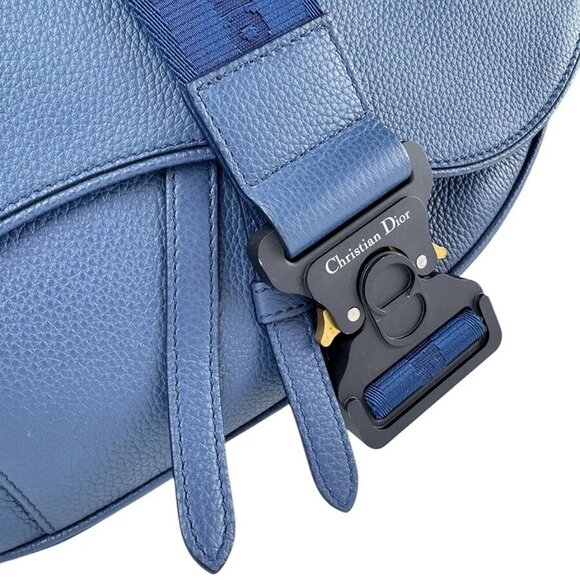 Auth Christian Dior Saddle Shoulder Bag Navy Blue Leather - z3667 - Picture 9 of 13